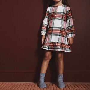 Quince Girls Flannel Nightgown Holiday Tartan Plaid Red White Size 10 GTHS004
